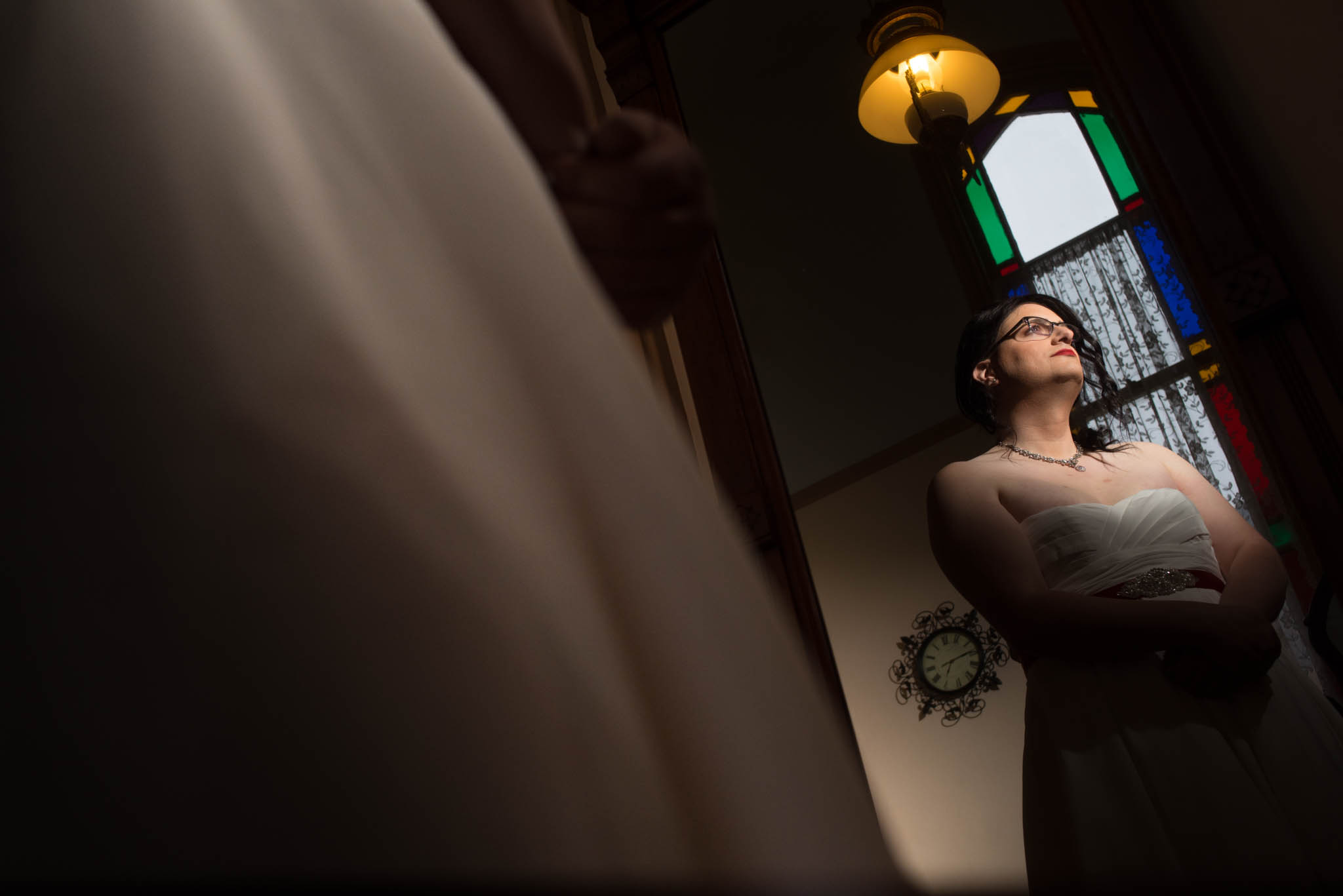 Bride in getting ready room