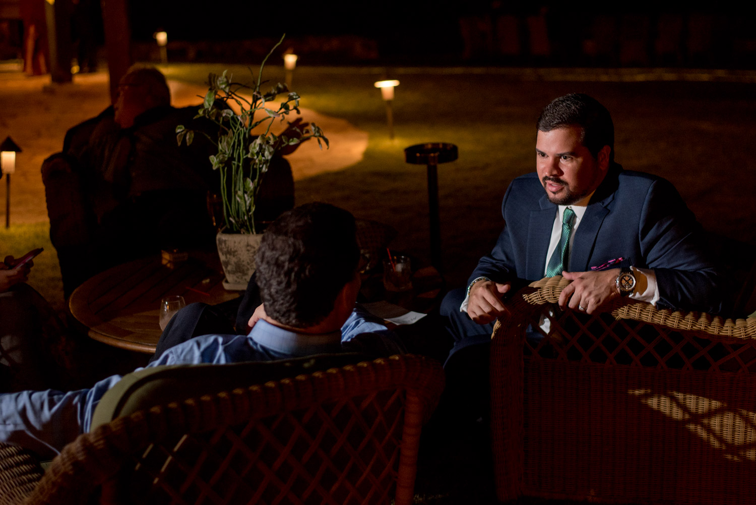 Example photo showing an off camera flash technique during a wedding reception