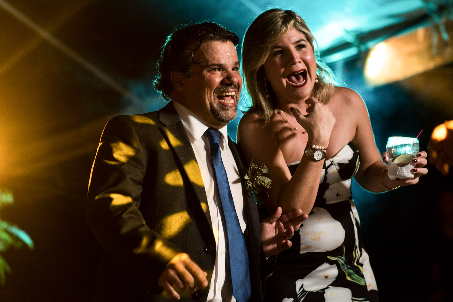 Using a teal colored gel during a wedding