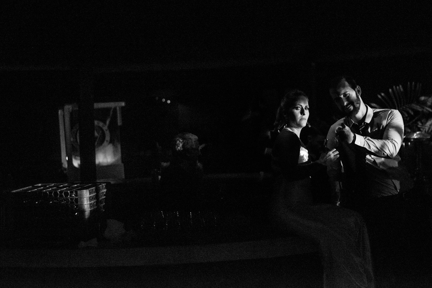 Creative ambient lighting wedding photo