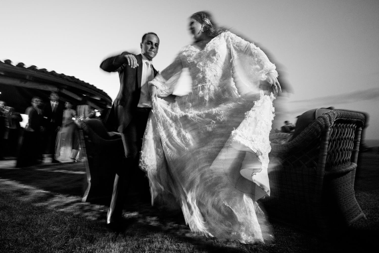 Couple dancing with motion blur