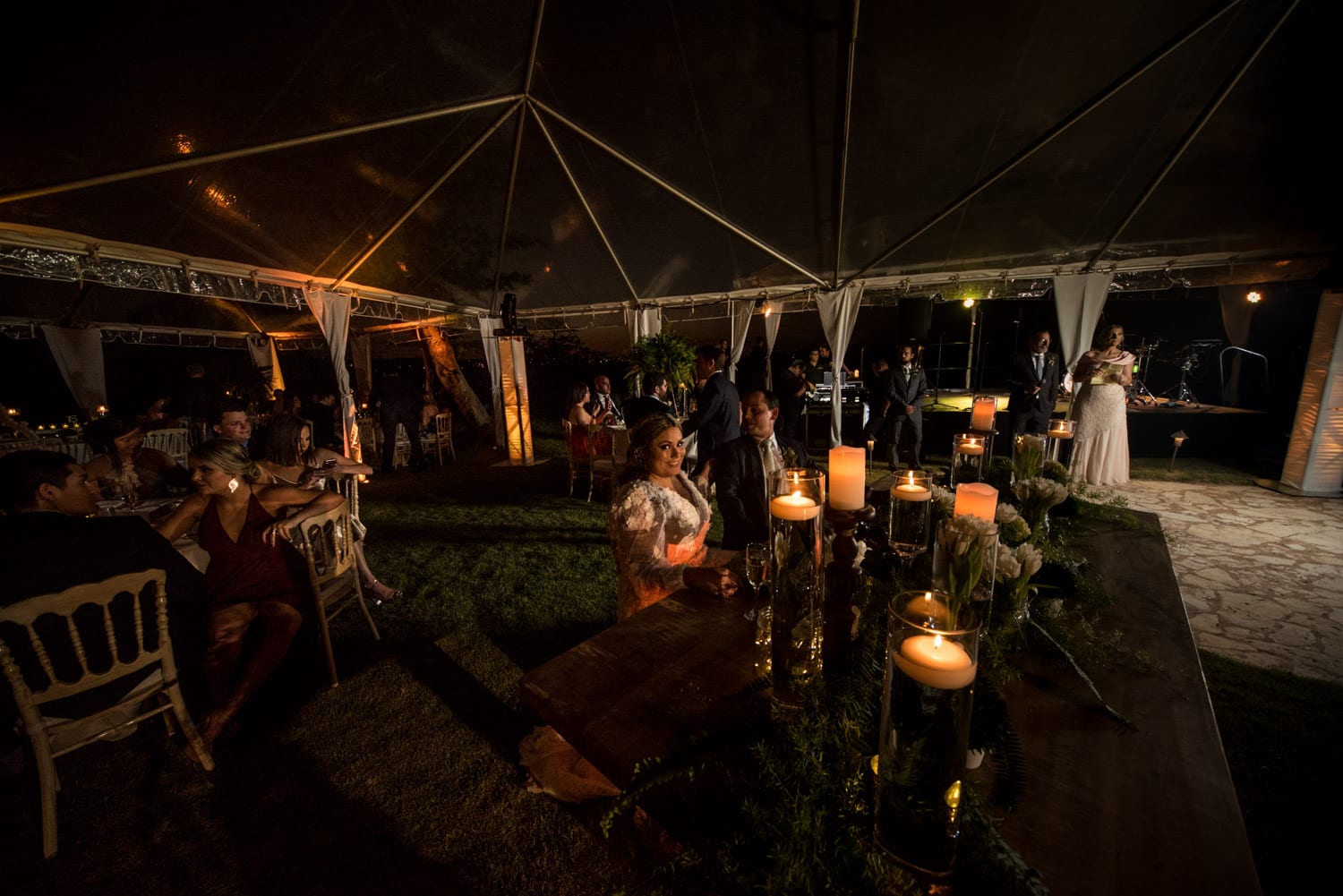 Wedding reception test photo with flash