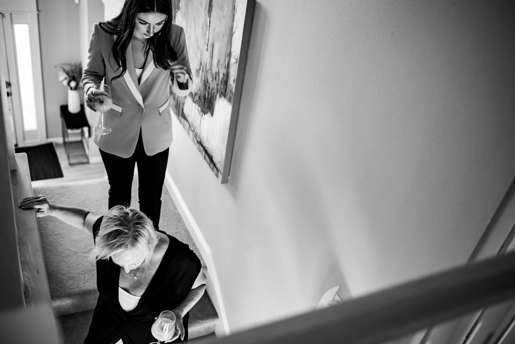 a couple of women standing next to each other.