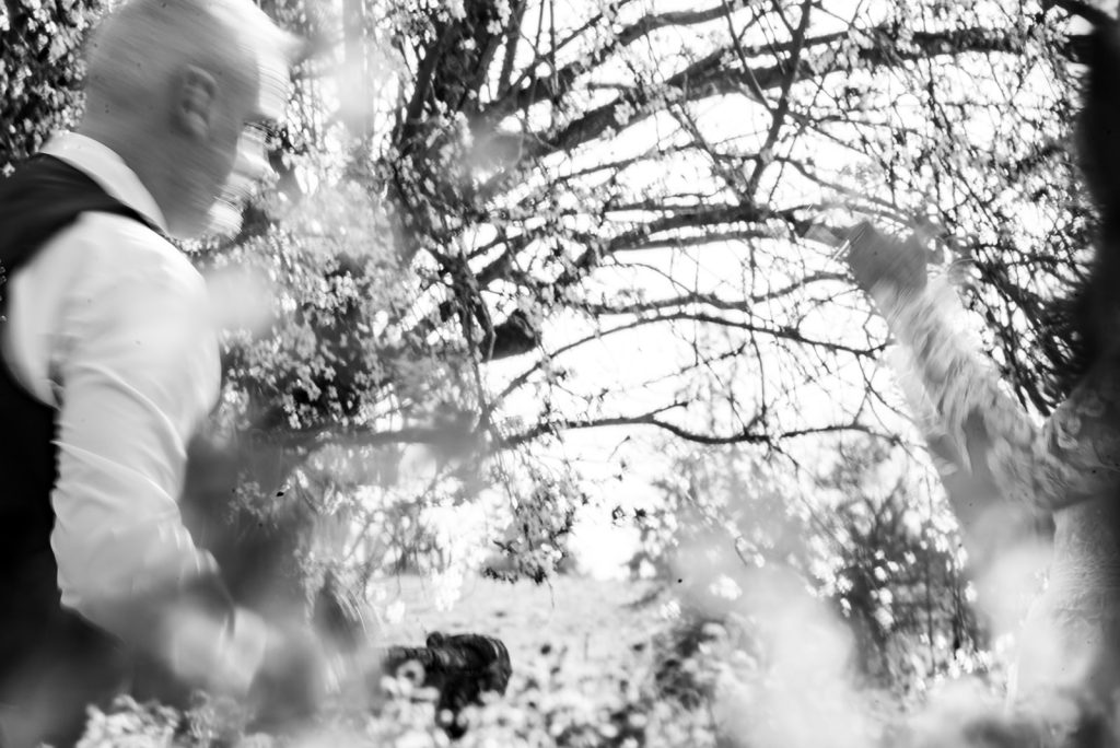 a long exposure black and white photo of a man woman